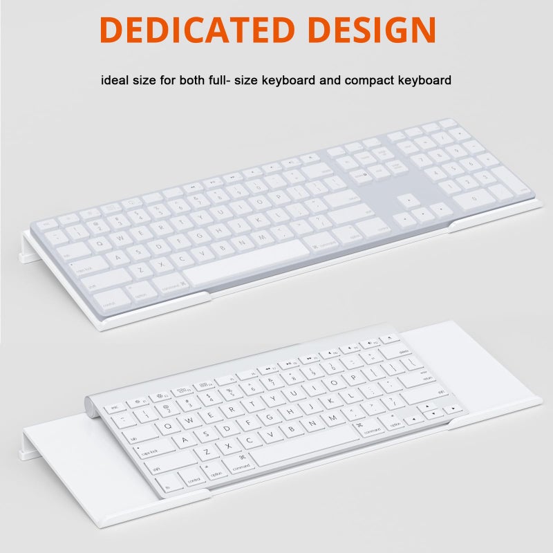 Richboom Acrylic Tilted Computer Keyboard Holder for Easy Ergonomic Typing, Keyboard Stand for Office Desk, Home, School, White - Image 2